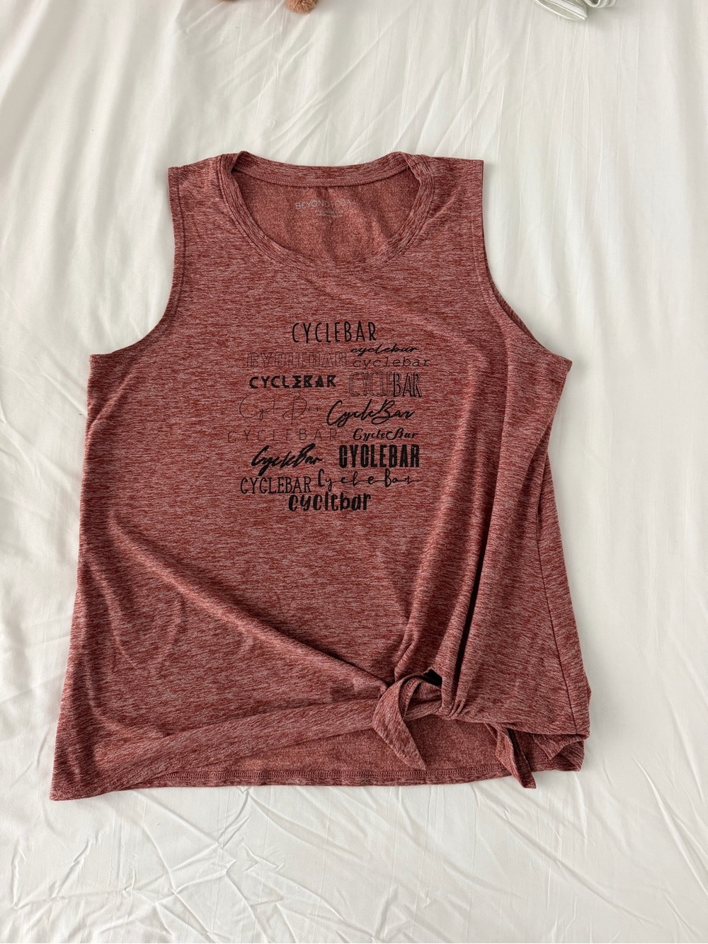 Cyclebar Heather Burgundy Tie-Front Muscle Tank